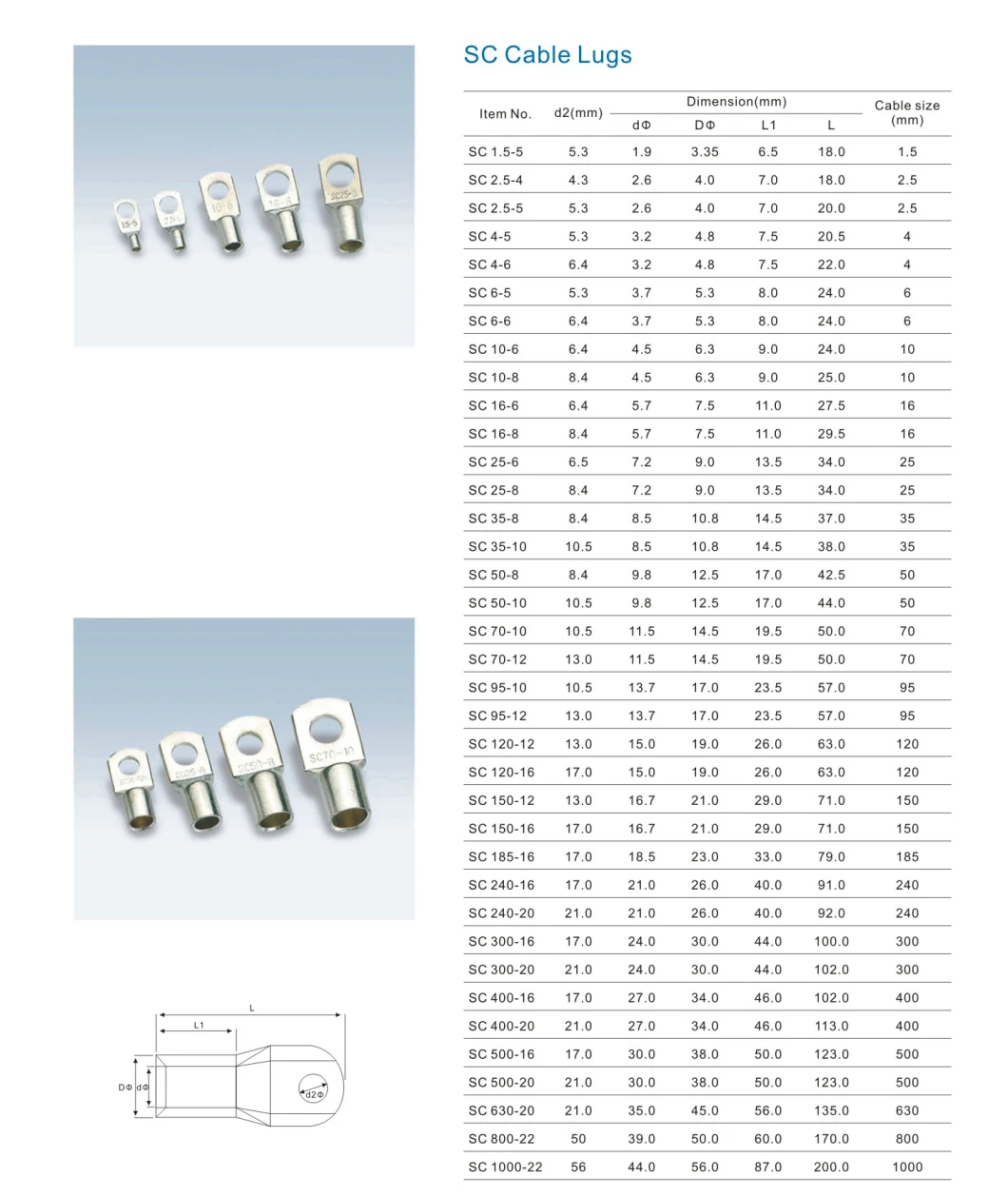 Highly Top Quality Full Pure Copper Tube Battery Cable Lugs