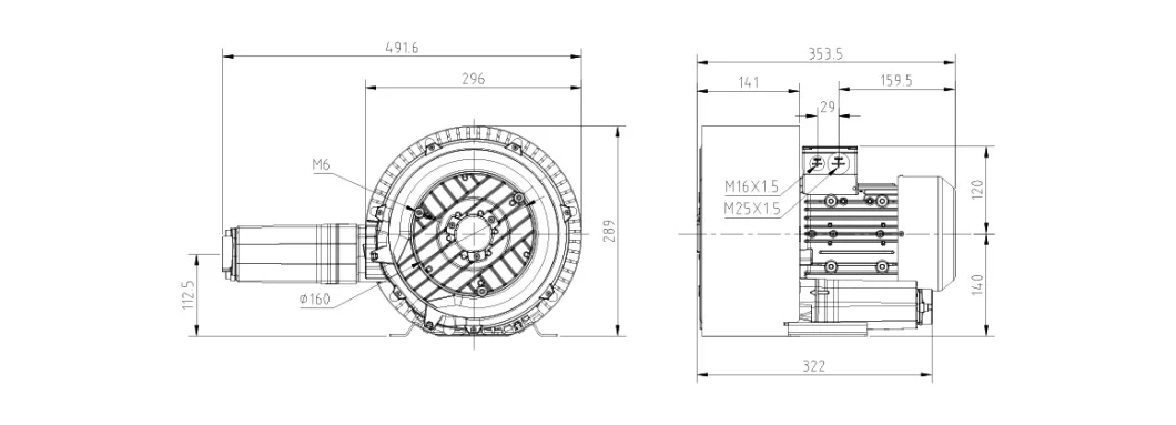 0.85kw Dereike Double Stage Three Phase AC Ventilating Fan Dhb 320b D85