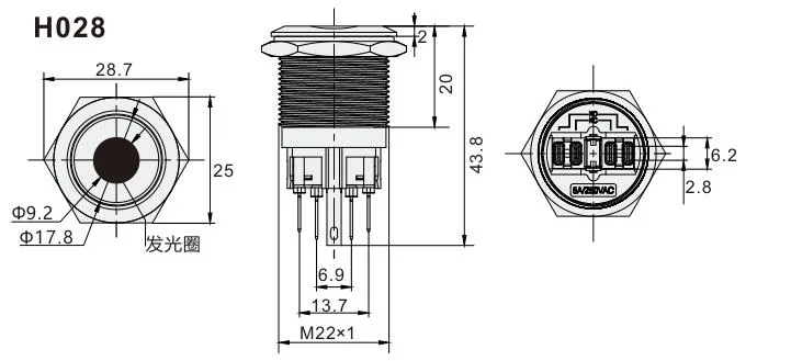 Siron Metal Panel Mount Indicators IP67 22mm Indicator Lamp